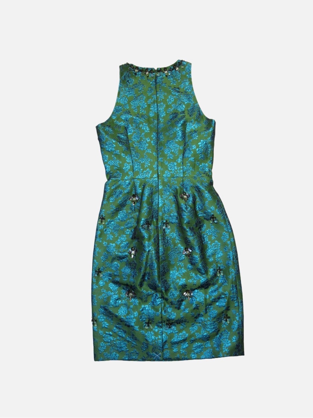 J. Crew collection embellished metallic teal sheath dress - Picture 3 of 5